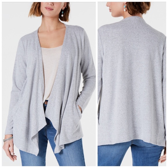 Style & Co. Sweaters - Style & Co Gray Heather Open Front Cardigan Small